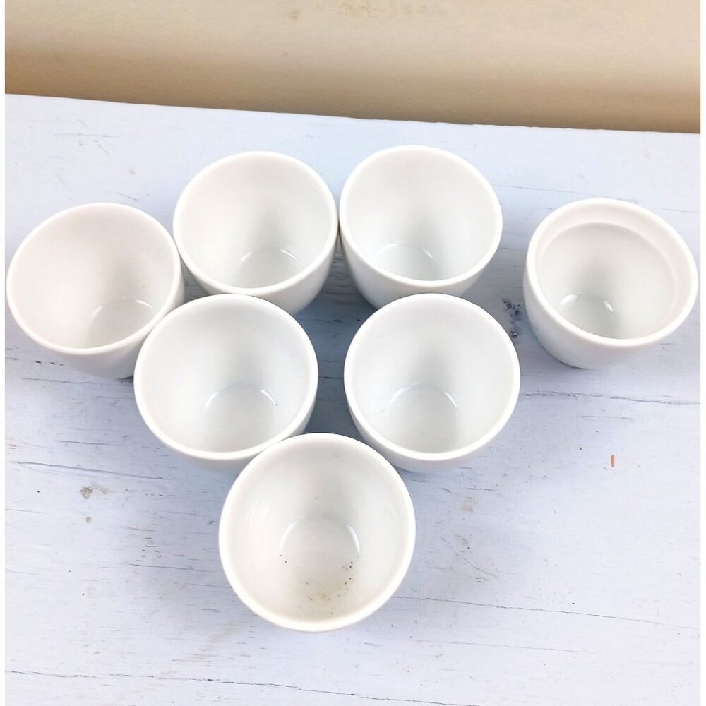 Set Of 7 Vintage Thomas Germany Porcelain White Egg Cups 2-Inch Mid-Century Mode